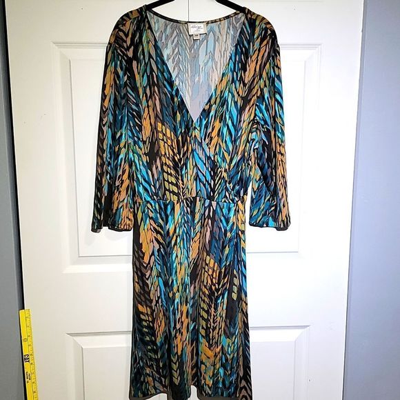 ECI Women's Plus Size Faux Wrap Around Dress - Picture 2 of 9